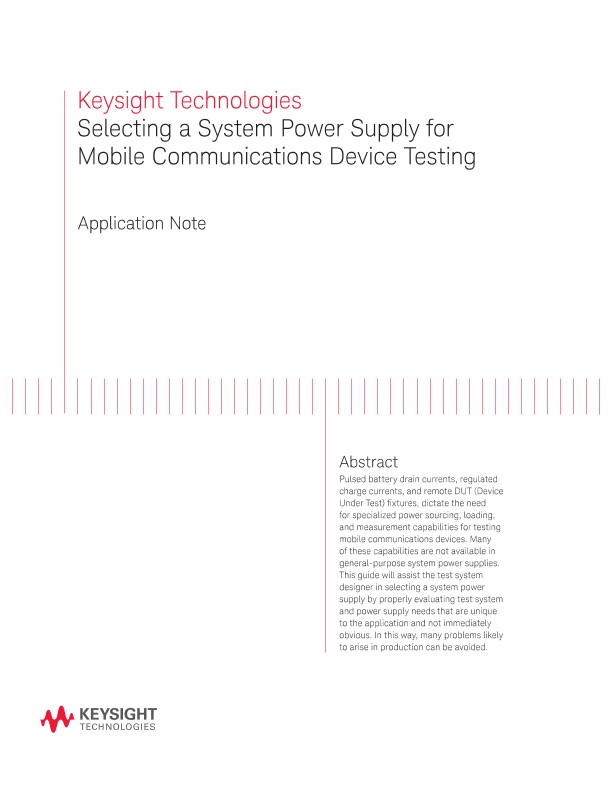 Choosing a System Power Supply for Mobile Device Testing PDF Asset Page